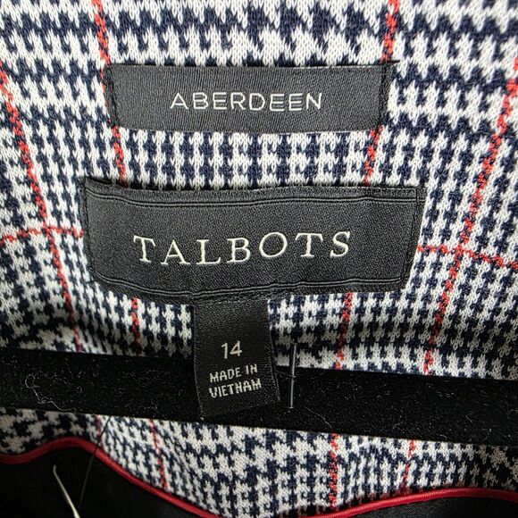 Talbots Aberdeen Blazer Jacket Womens 14 Houndstooth Plaid Knit Cotton Blend - Picture 3 of 6